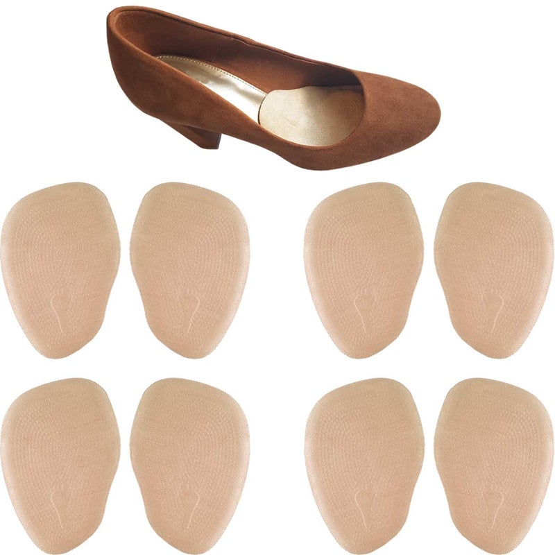 Chiroplax High Heel Pads Cushions Inserts (4 Pairs) Ball of Foot Metatarsal Forefoot Pain Relief Anti-Slip Shoe Insoles for Women (Beige, Thick) - Image 1